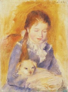 Ung flicka med hund, ca 1875